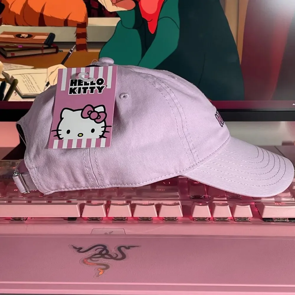Hello Kitty Baseball Cap Pink Sunglasses Embroidered Adjustable 2024 Sanrio